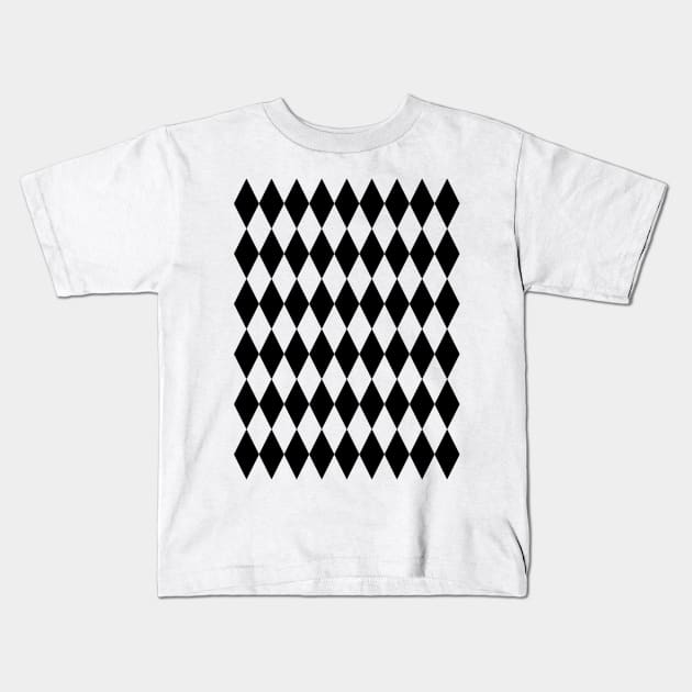 Black Diamond Pattern Kids T-Shirt by craftydesigns